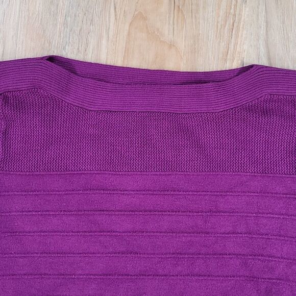 🔺️Apt 9 Purple Textured Boatneck Cuffed Sleeve Sweater Top Medium - Picture 4 of 11